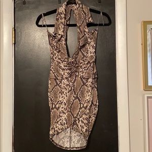 Snakeskin mini dress tulip skirt